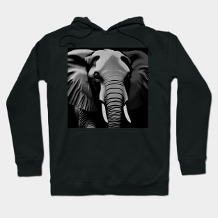 High Contrast Black and White Elephant Digital Portrait (MD23Ar035d) Hoodie